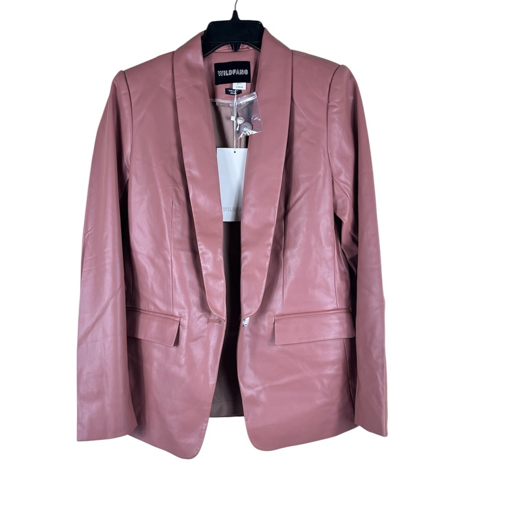 WildFang the Empower vegan leather tux blazer 100% PU pink jacket size Small